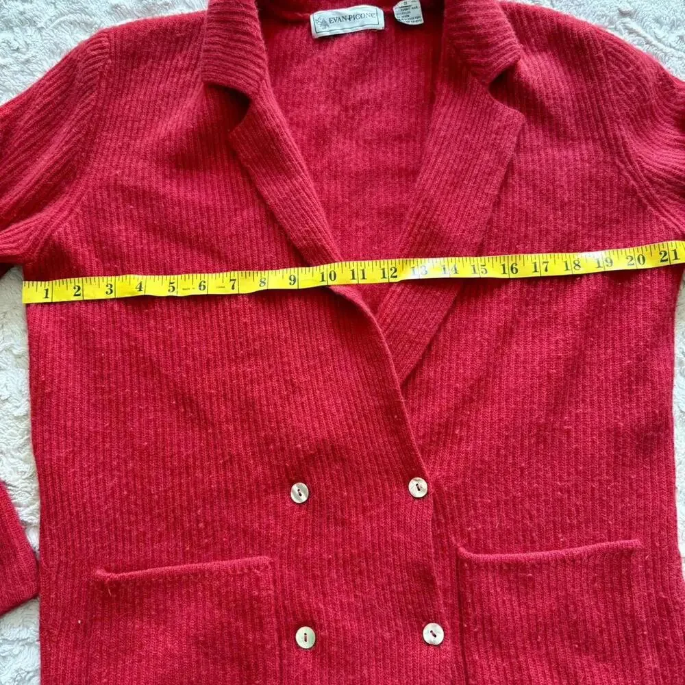 Red‎ vintage lambswool cardigan with a preppy touch cardigan - Picture 4 of 8